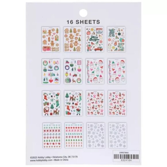 Christmas Paper Crafts Santa Jolly Sticker Pack 16 Sheets 449 Piece Foil Accent - Picture 2 of 16